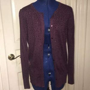 Merona Purple Button Up Cardigan w/Rhinestones Med